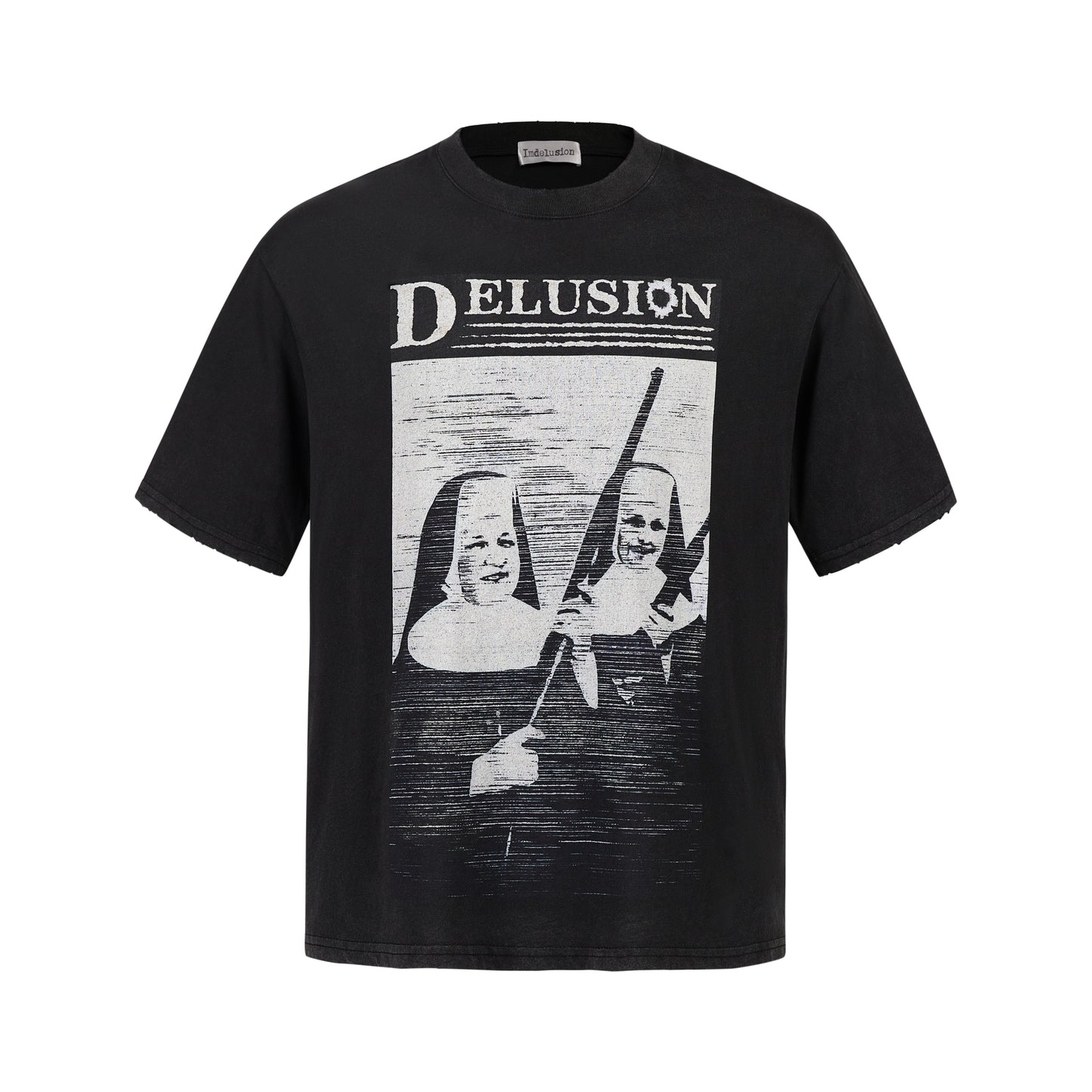 Crazy nun vintage washed black tee