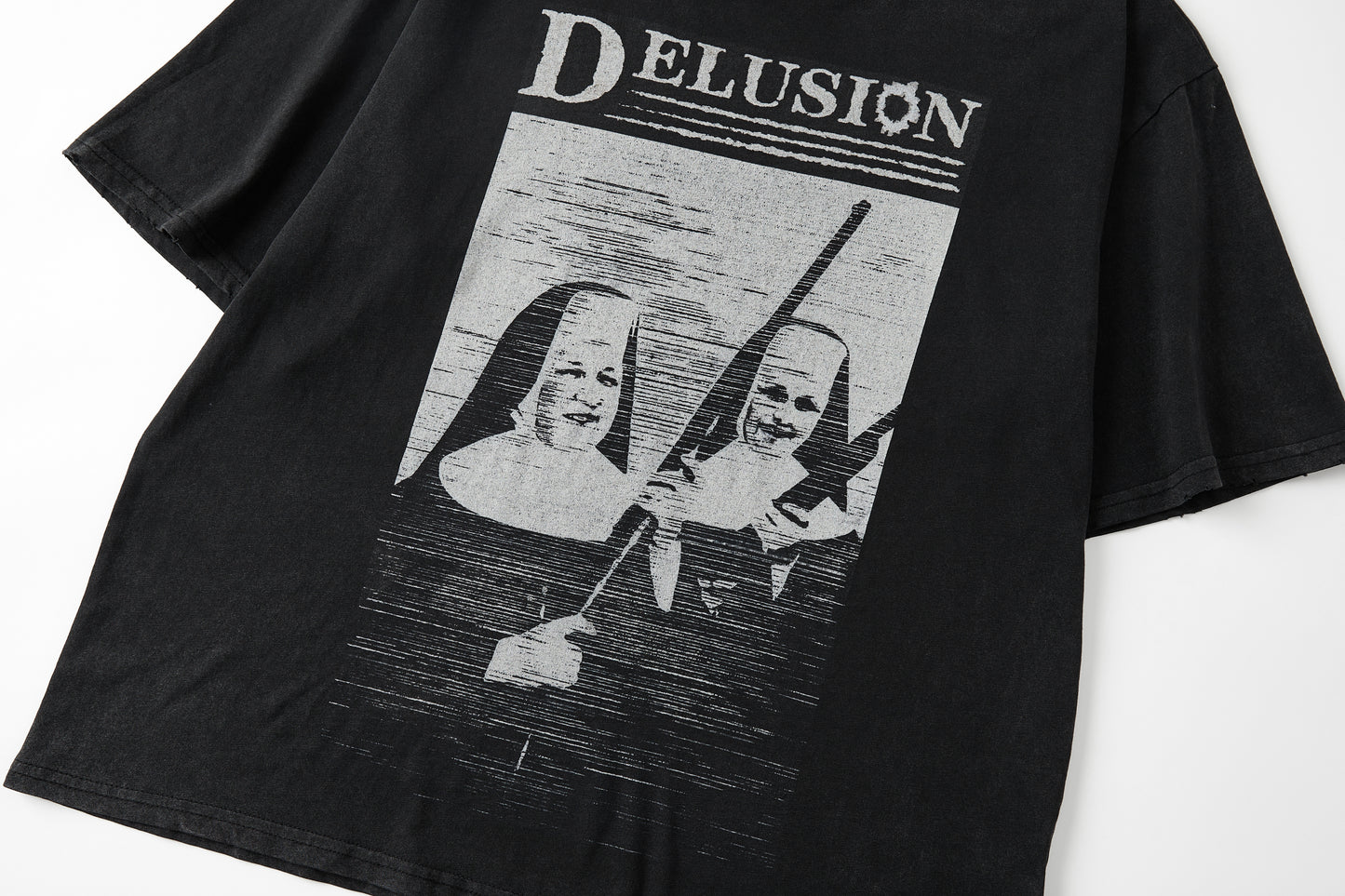 Crazy nun vintage washed black tee
