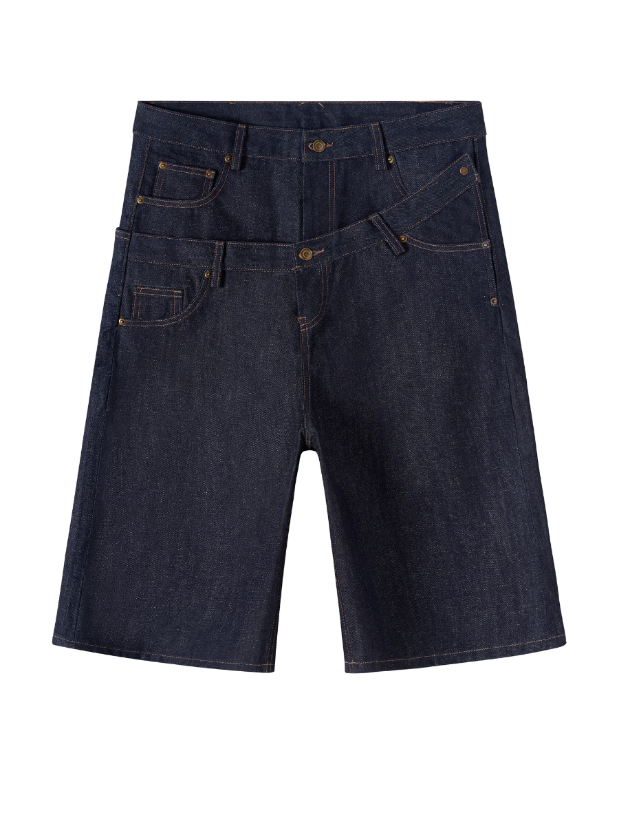 "Raw Edge" Indigo denim cargo shorts