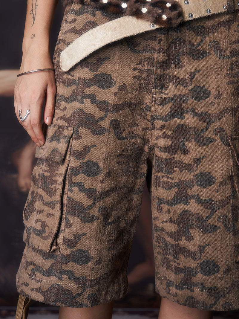 Camo vintage washed cargo pants