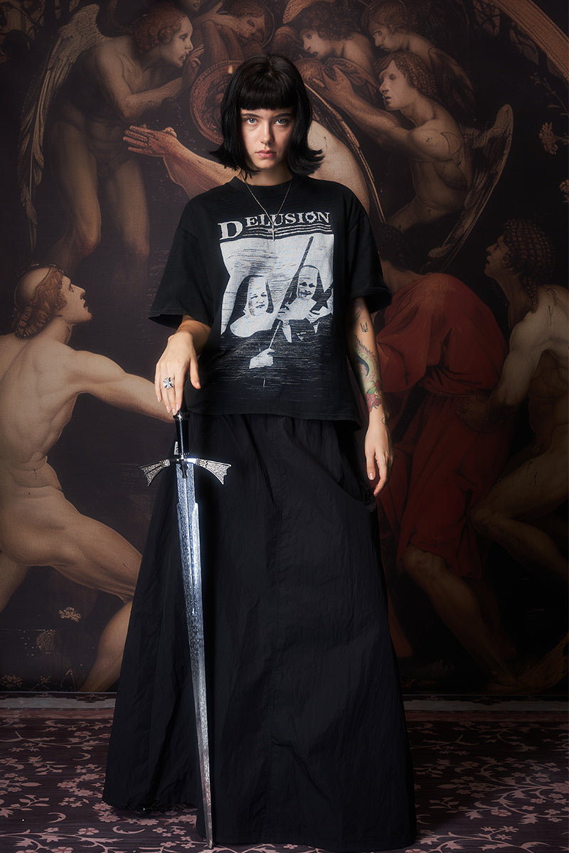 Crazy nun vintage washed black tee