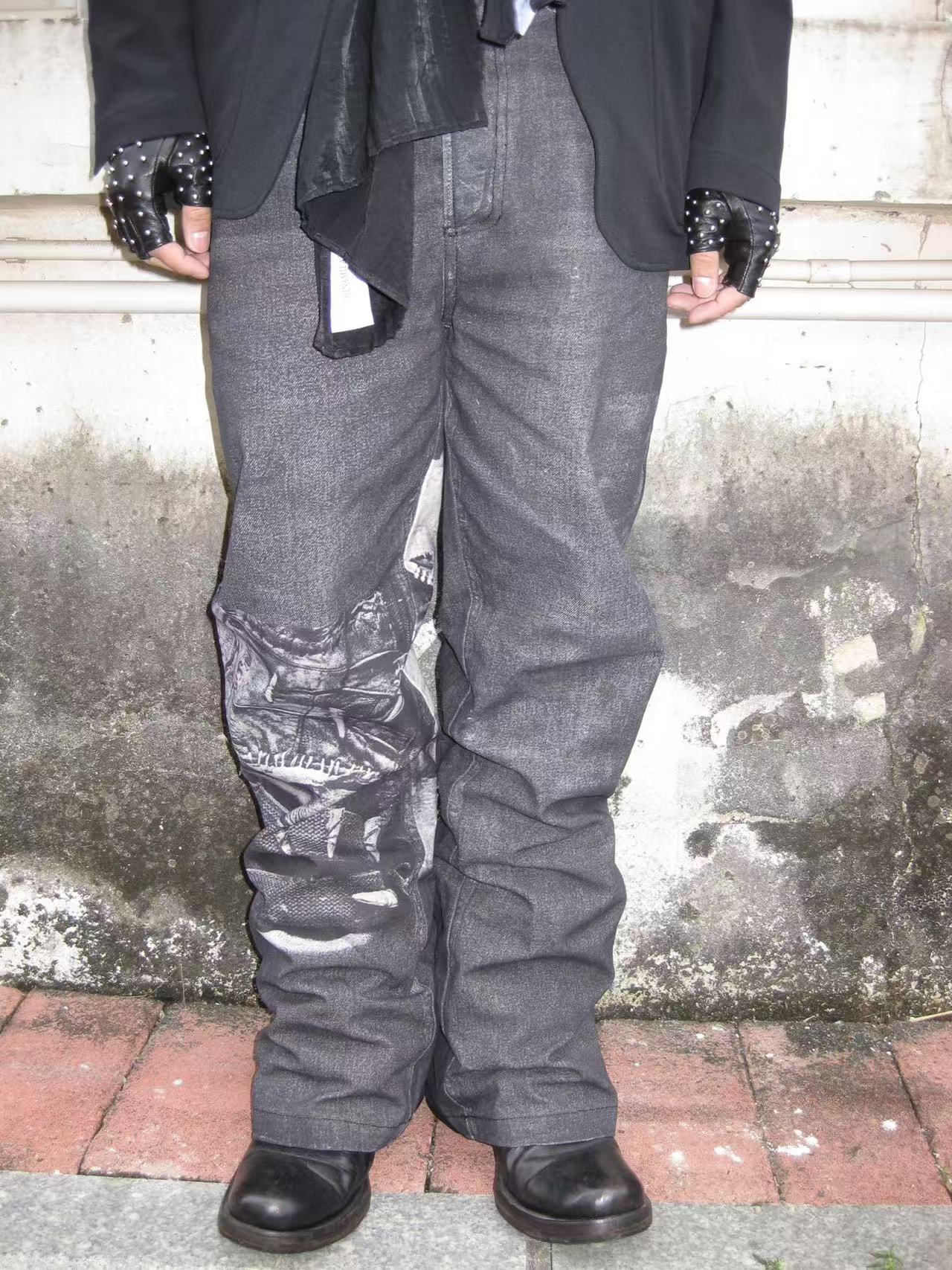 Digital denim punk printed 2021m signature cut jeans