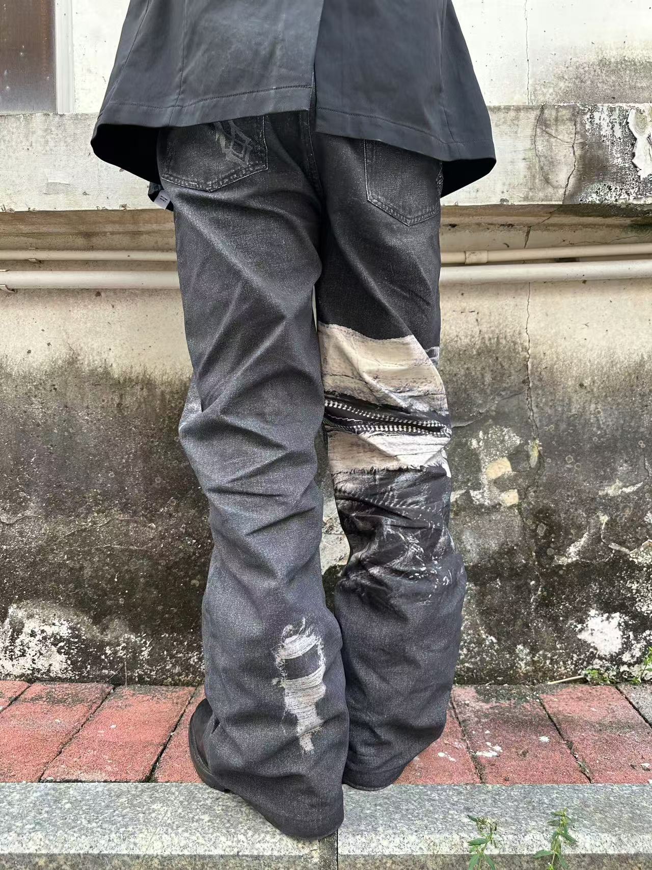 Digital denim punk printed 2021m signature cut jeans