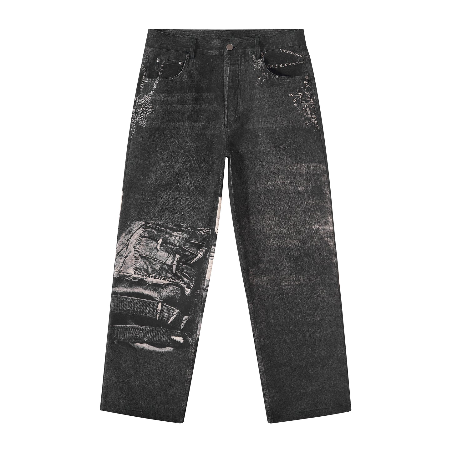 Digital denim punk printed 2021m signature cut jeans
