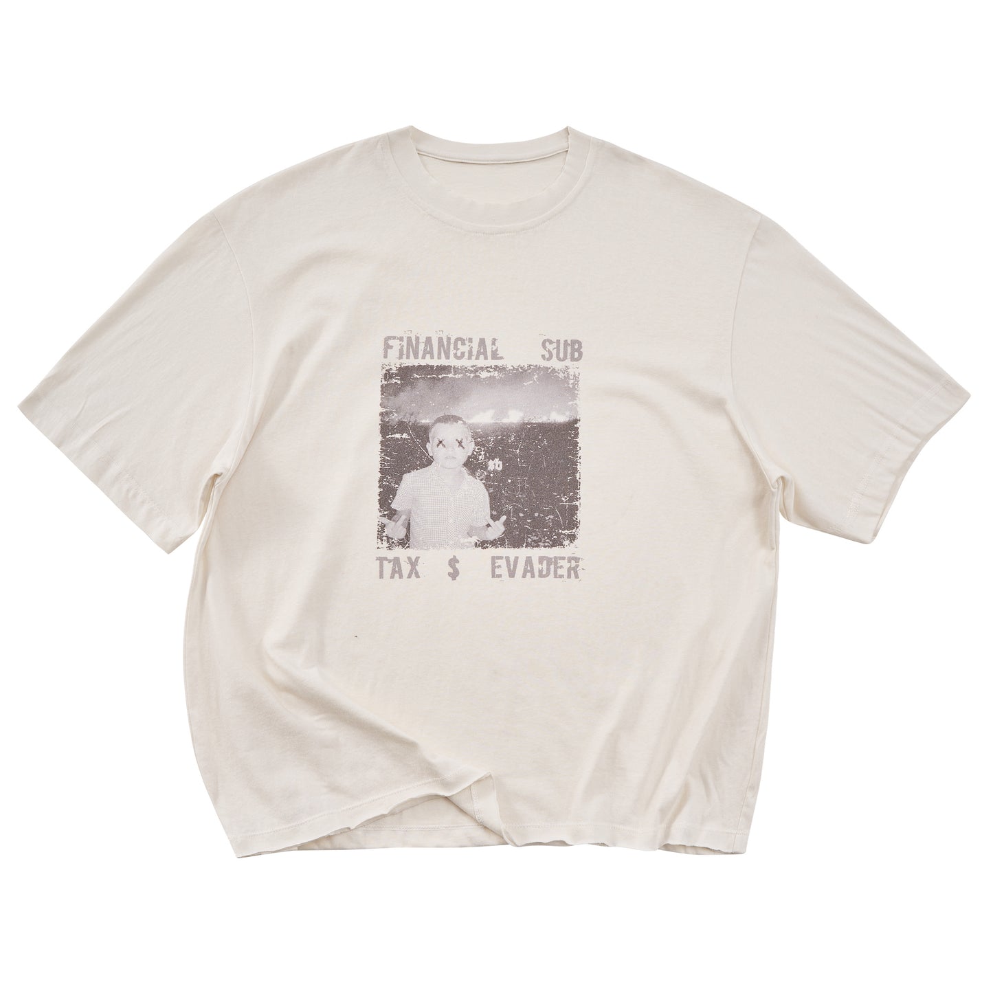 Retro double-collar punk kid 160g white tee