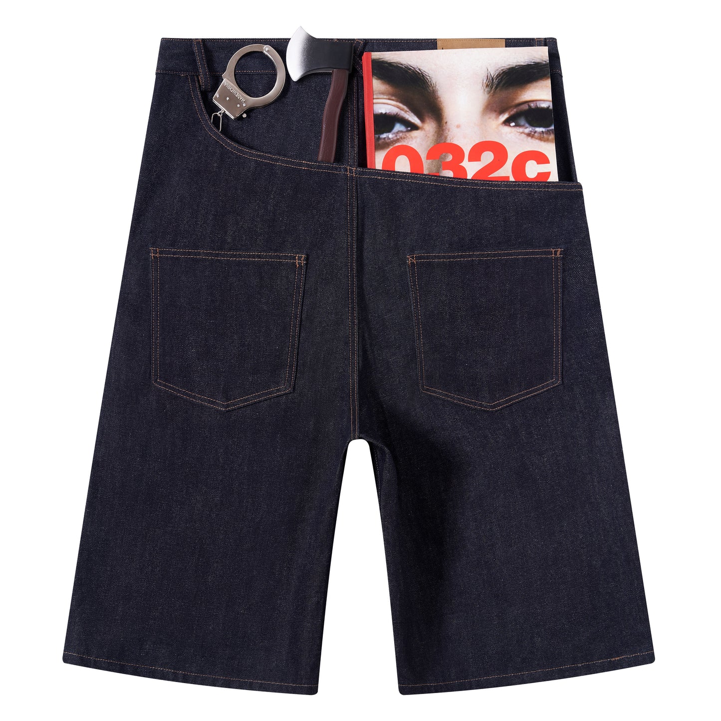 "Raw Edge" Indigo denim cargo shorts