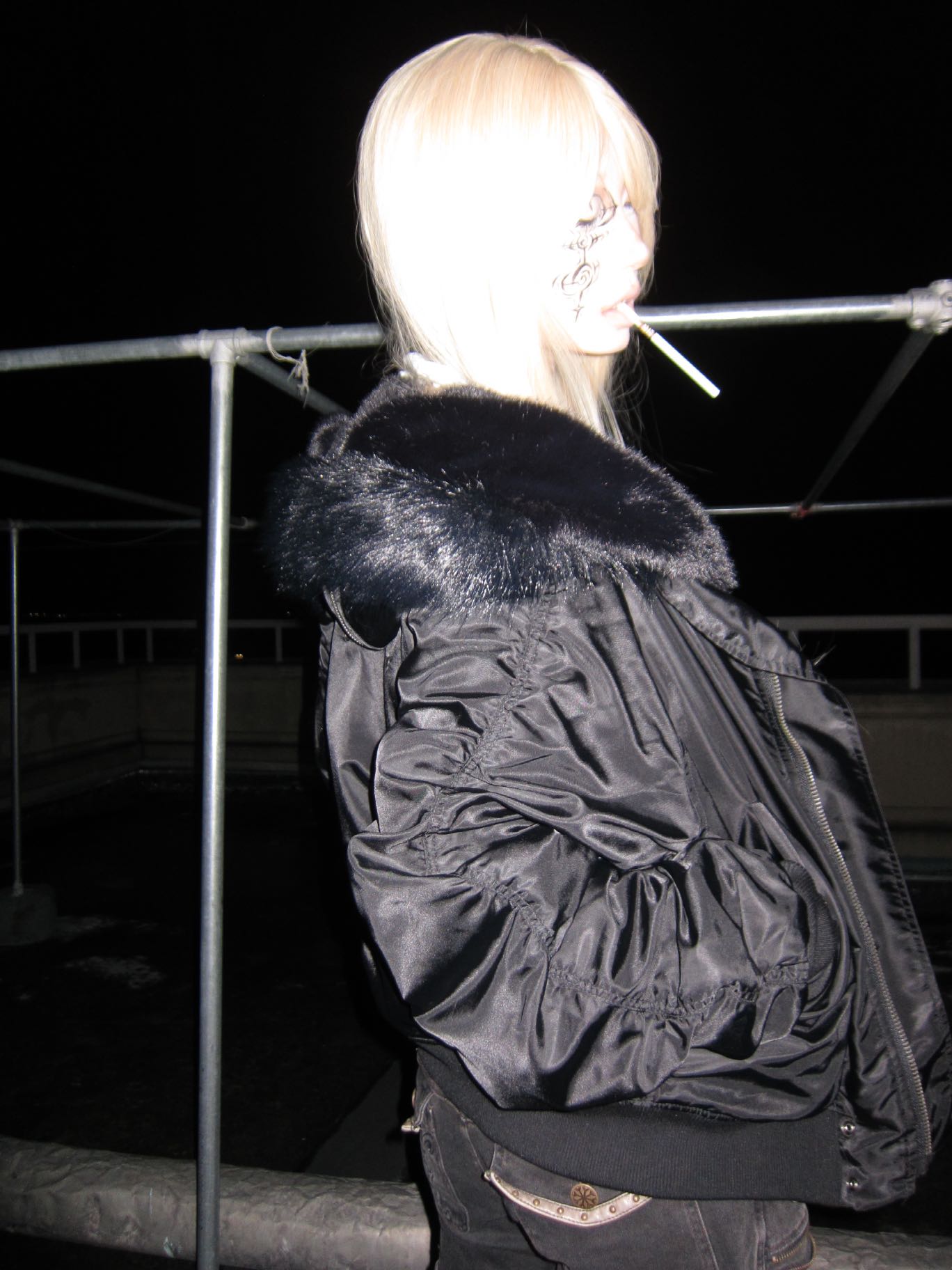 All black N2B nature fur cotton bomber jacket