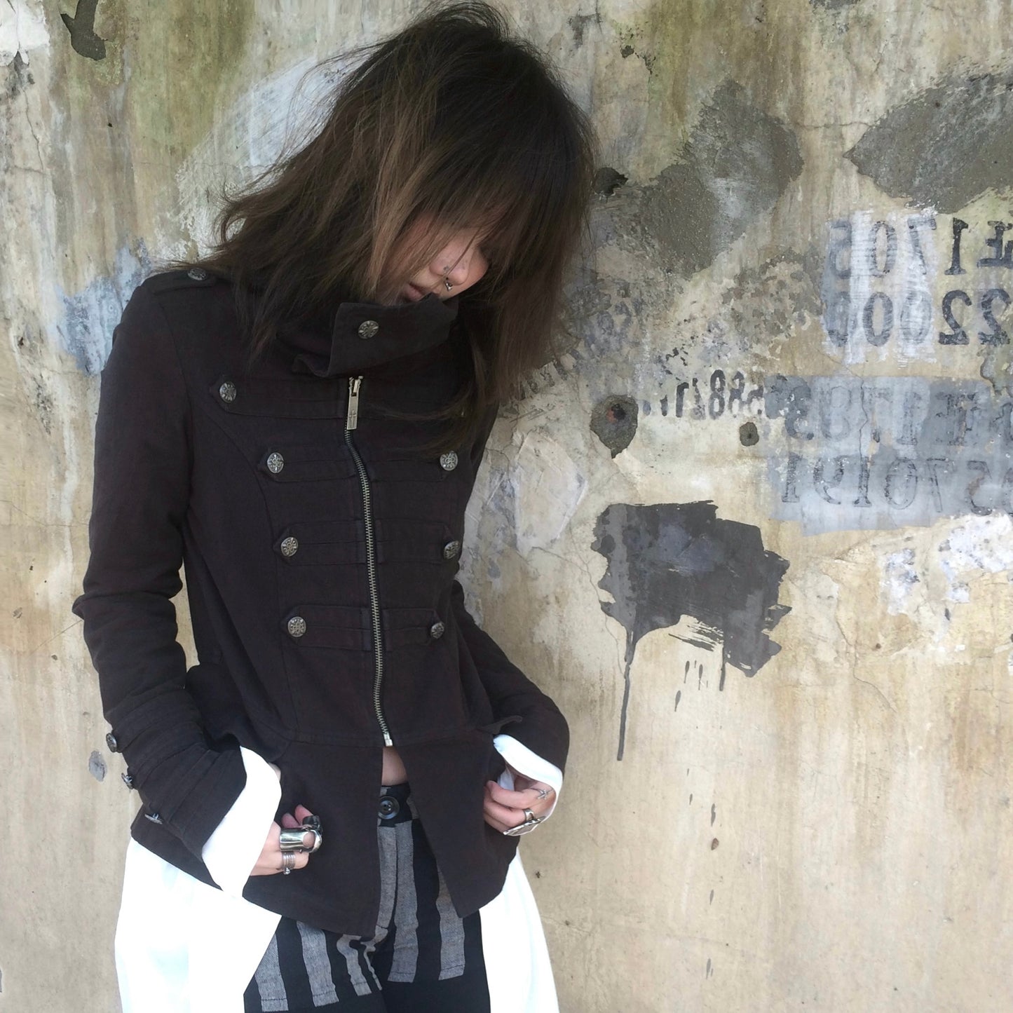 "Regency Punk" Stacked-Neck Utility Jacket
