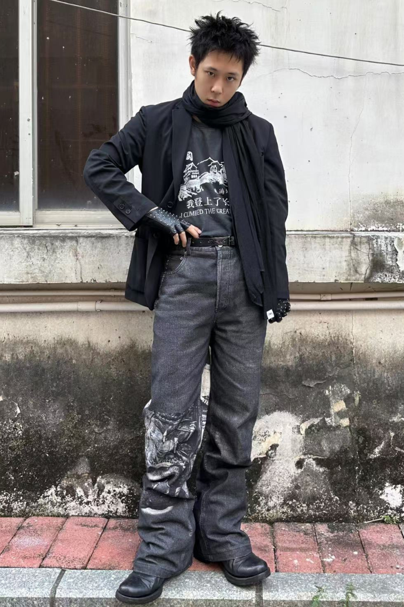 Digital denim punk printed 2021m signature cut jeans