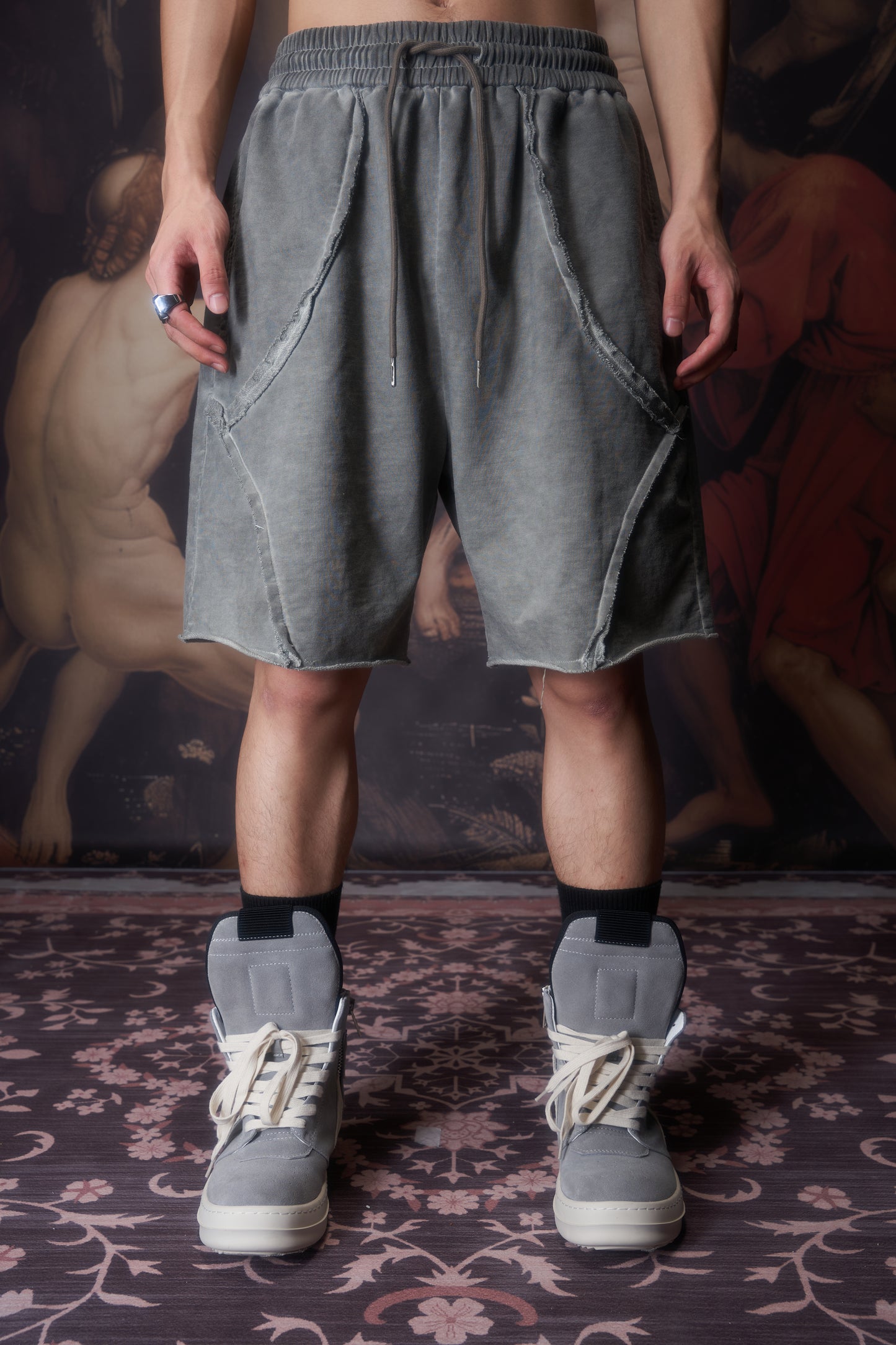 Distressed vintage washed shorts
