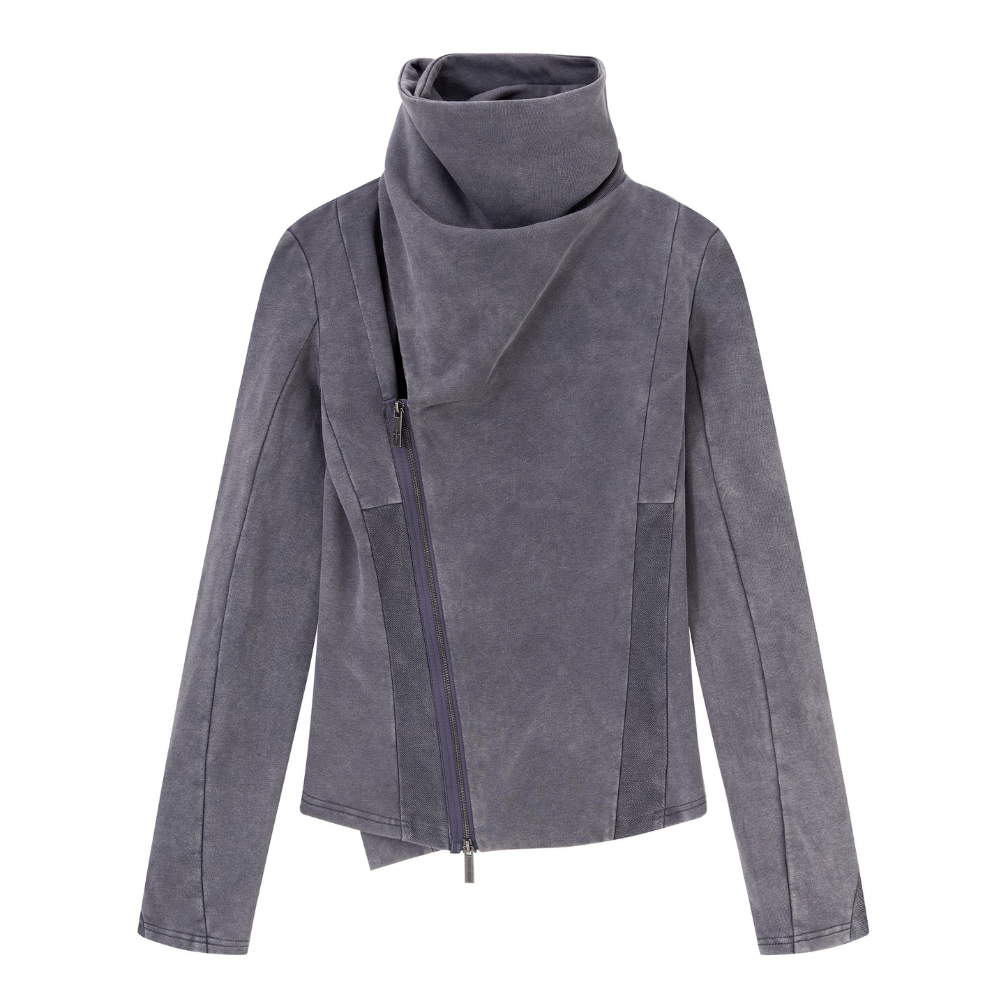 Deconstructed Zip-Up Hoodie – Washed Vintage + Convertible Collar