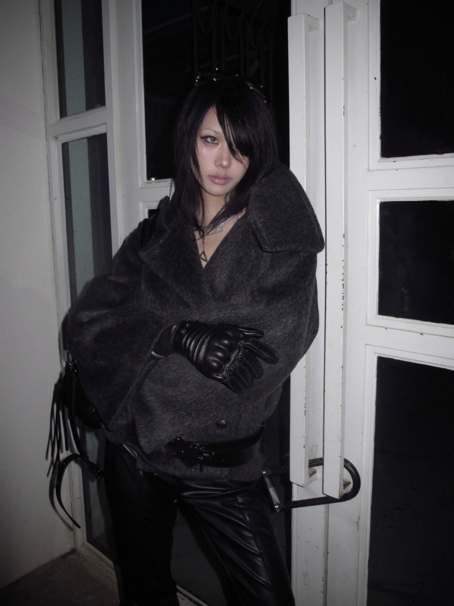 Winter Weight Wool Coat - Structured Cropped Blazer with High Collar