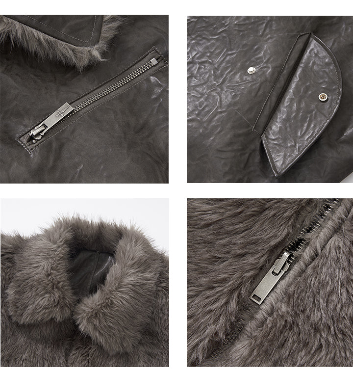 Double-Sided Bear-Like Faux Fur Bomber Jacket