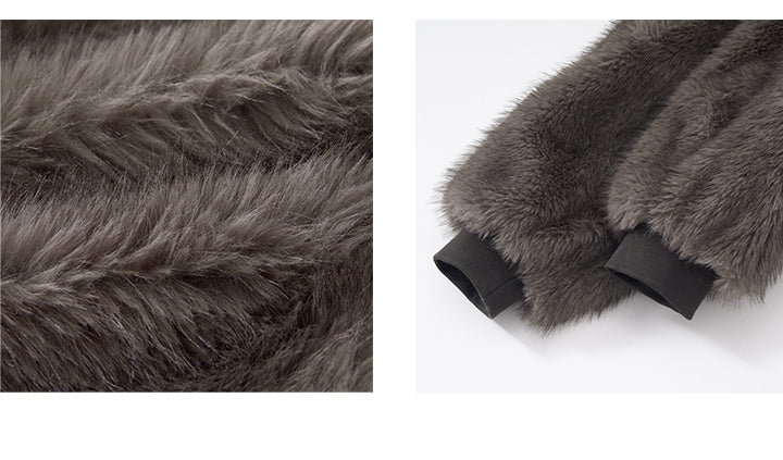 Double-Sided Bear-Like Faux Fur Bomber Jacket