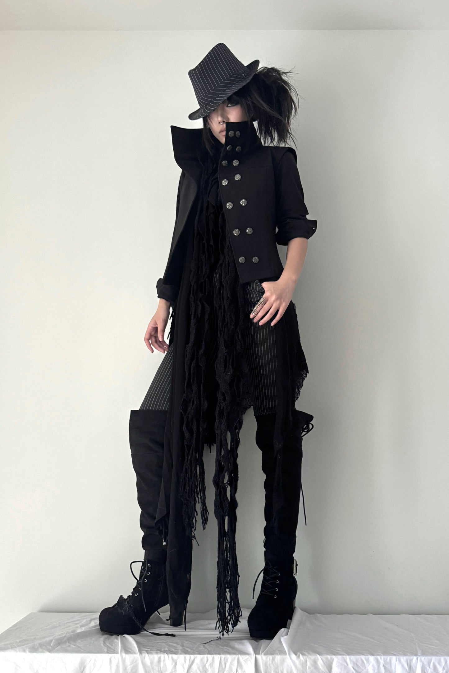 Punk Regency Corset Vest – Embroidered Napoleon Collar