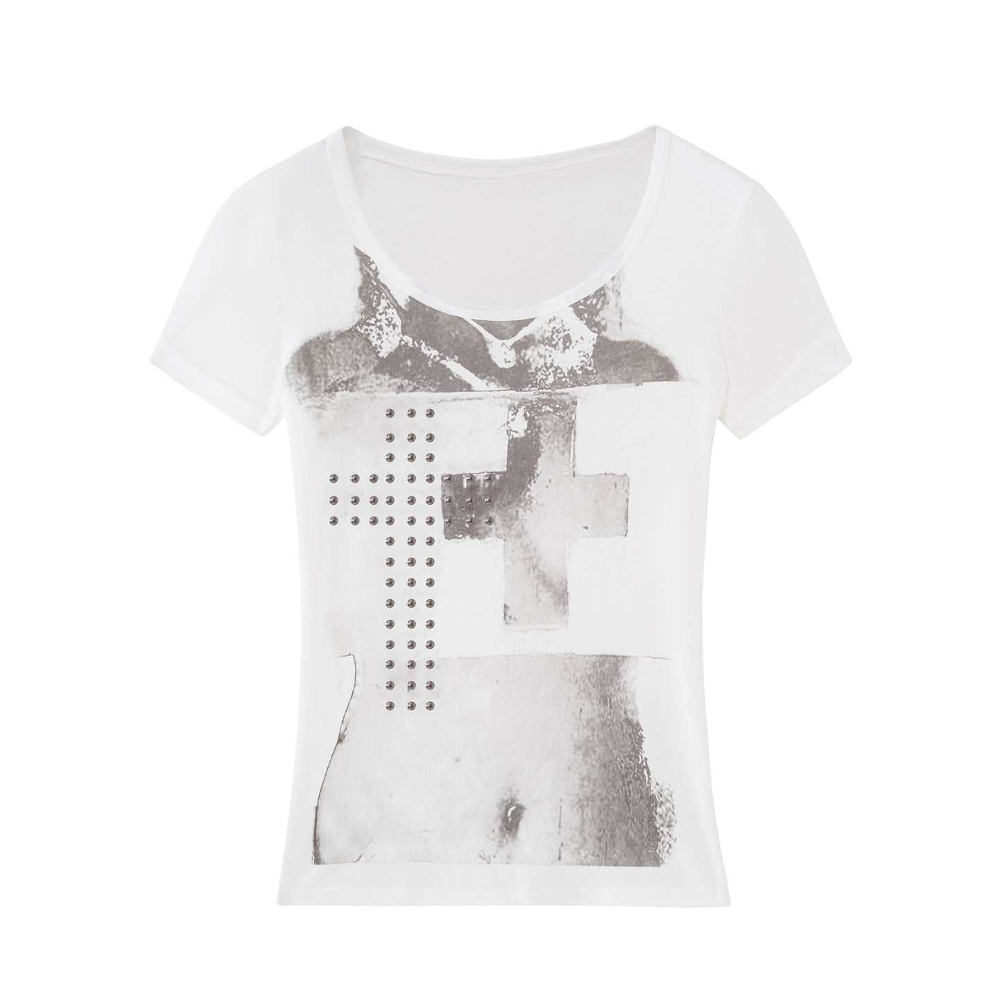 Studded Portrait Tee – Modal Punk Short Sleeve