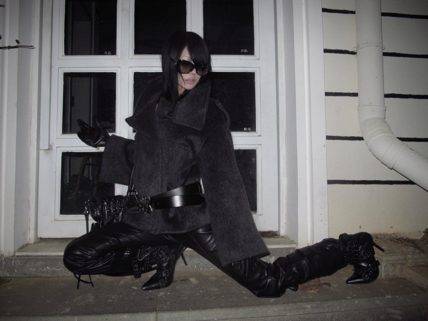 Winter Weight Wool Coat - Structured Cropped Blazer with High Collar