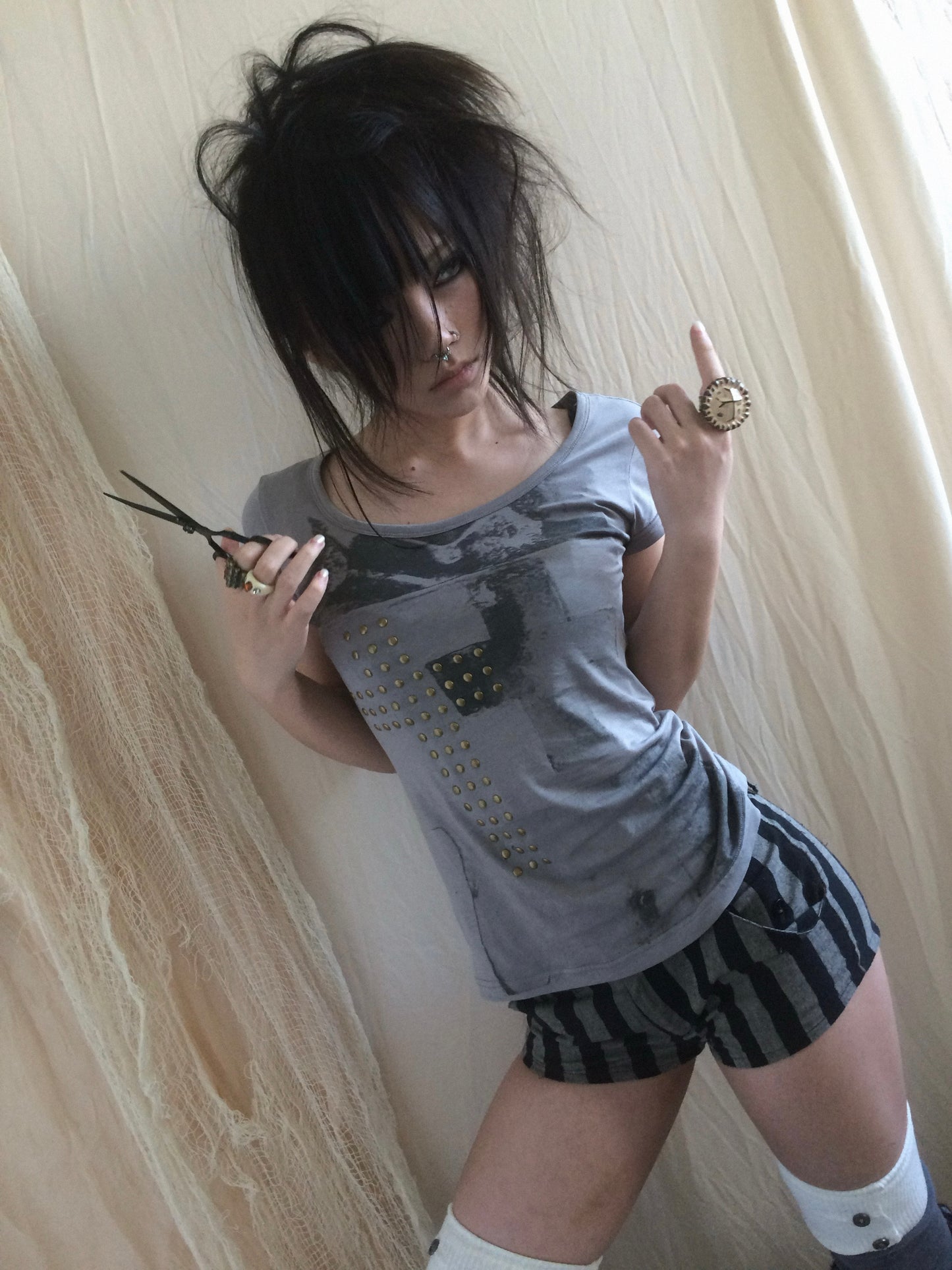 Studded Portrait Tee – Modal Punk Short Sleeve