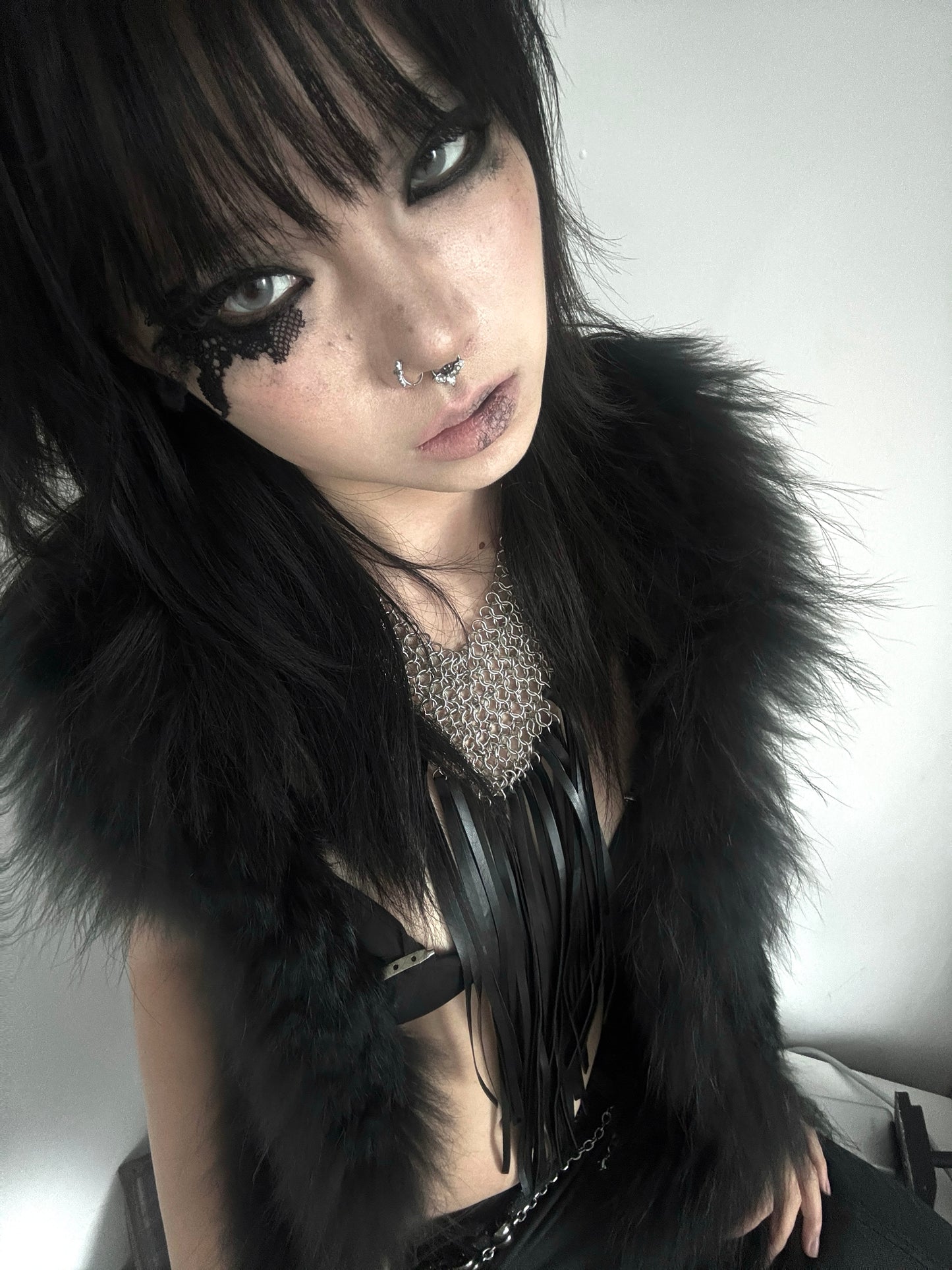 Avant-Garde Punk Gothic Fringe Leather Necklace