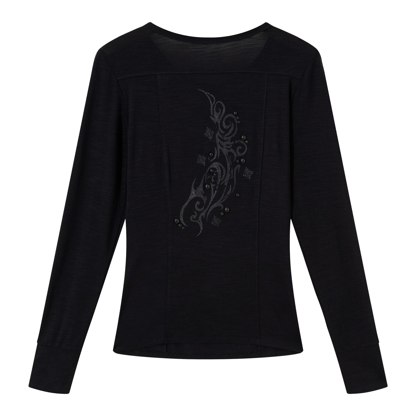 Punk Couture Henley Foil Stud Printed Top