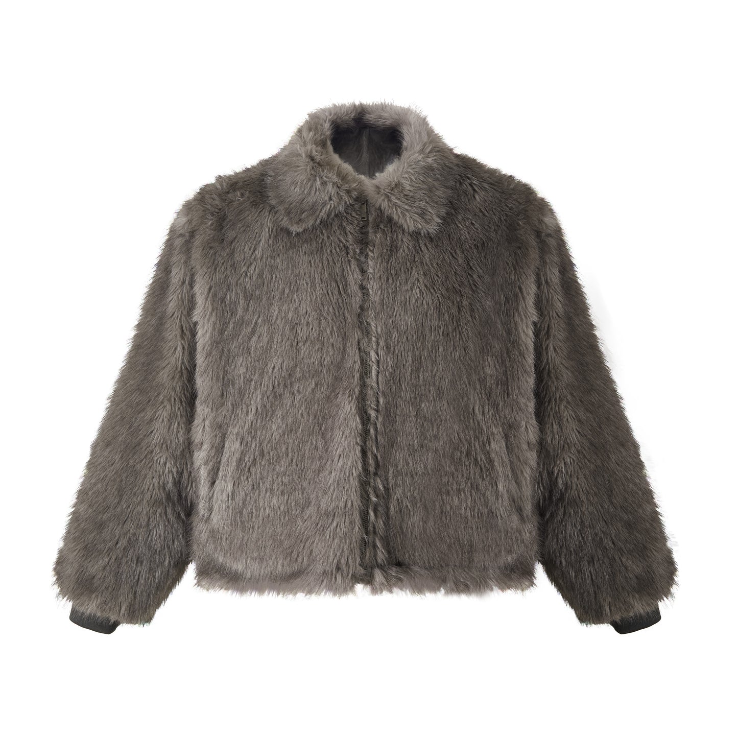 Double-Sided Bear-Like Faux Fur Bomber Jacket