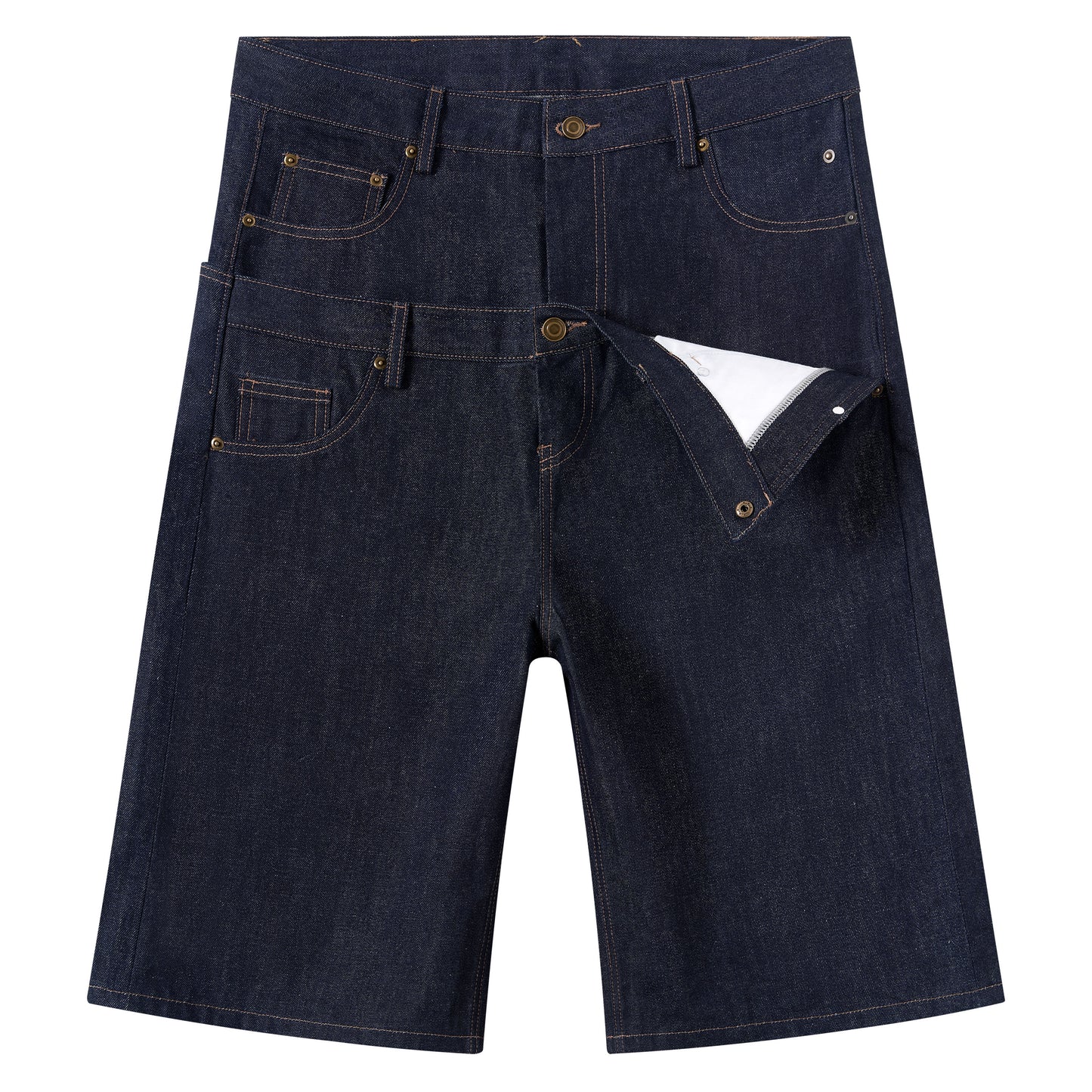 "Raw Edge" Indigo denim cargo shorts