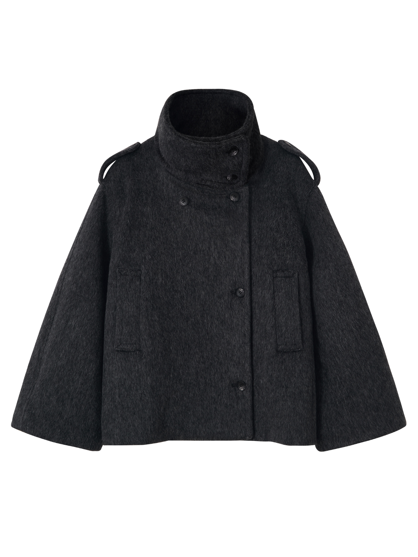 Winter Weight Wool Coat - Structured Cropped Blazer with High Collar