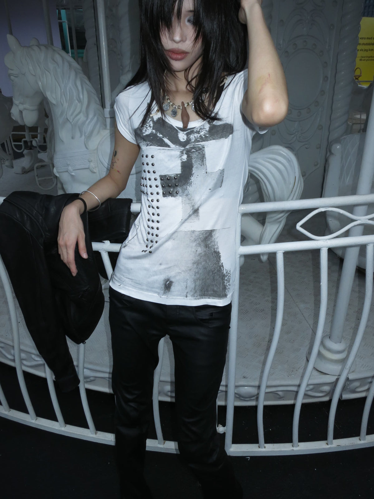 Studded Portrait Tee – Modal Punk Short Sleeve