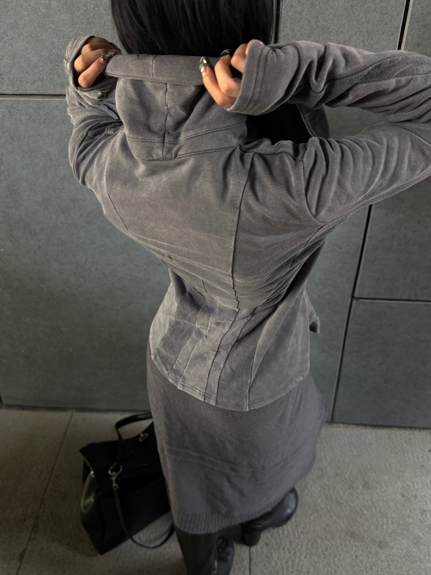 Deconstructed Zip-Up Hoodie – Washed Vintage + Convertible Collar