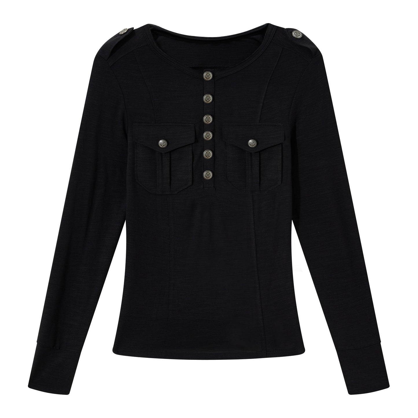 Punk Couture Henley Foil Stud Printed Top