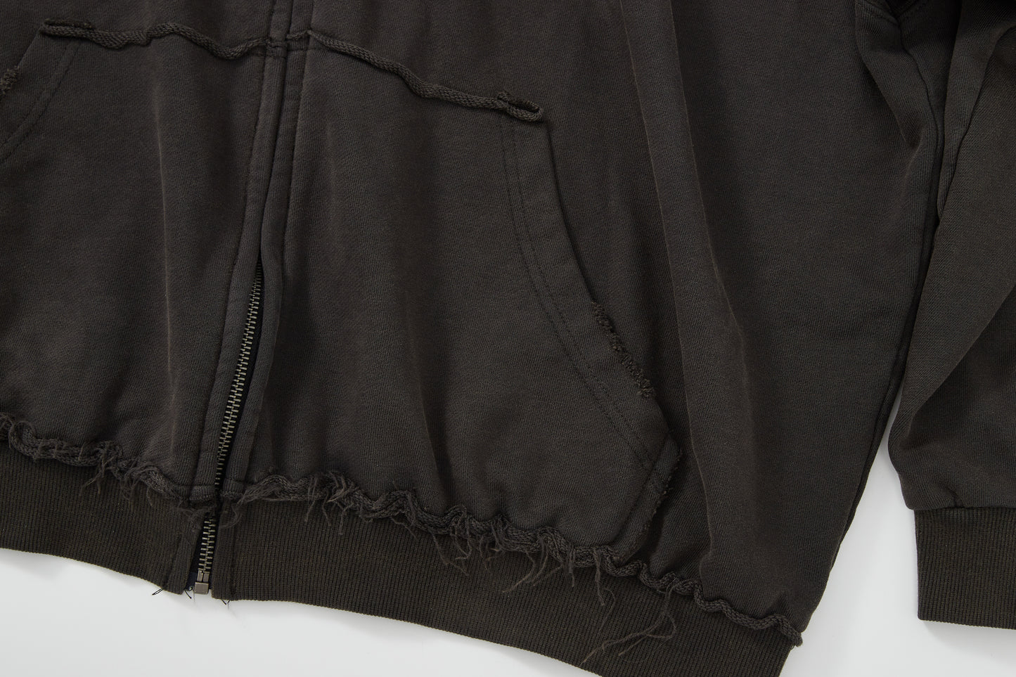 Destroyed vintage washed  boxy zip-up hoodie & baggy pants