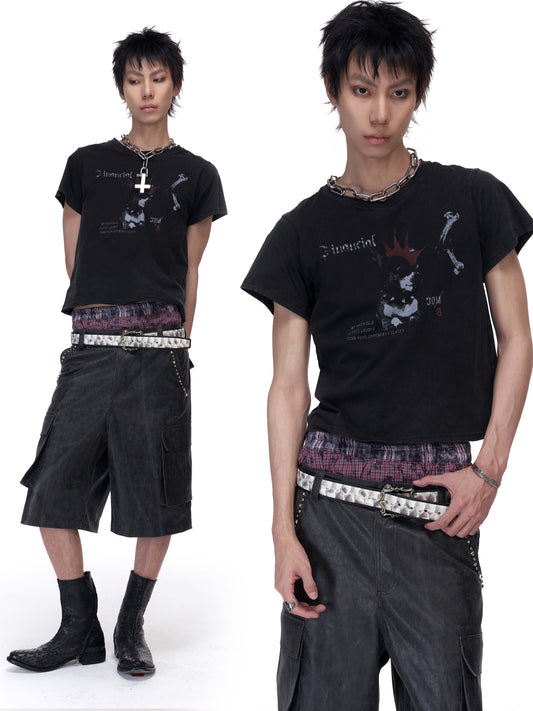 Punk cute doggy vintage washed tee